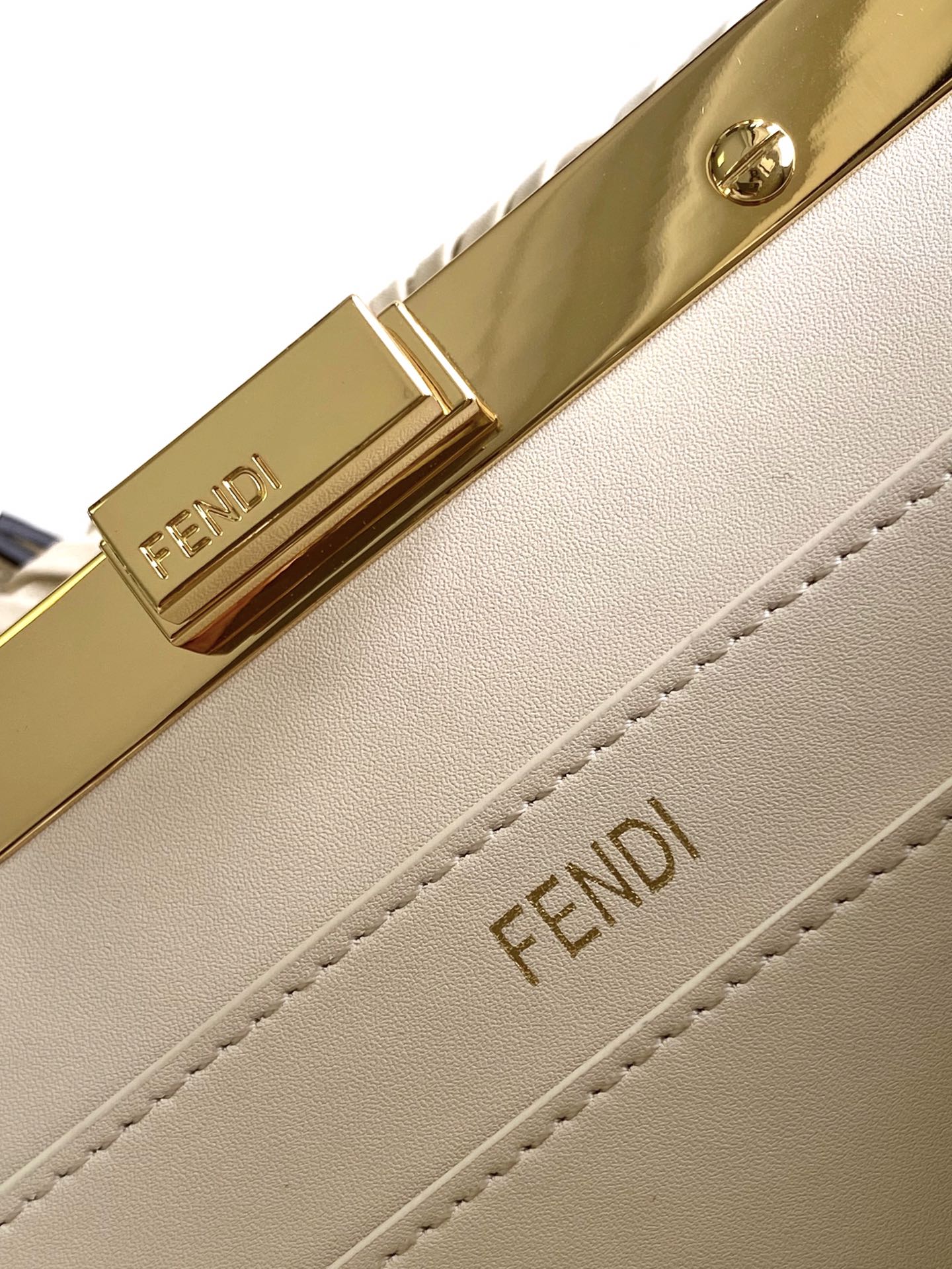 Fendi Peekaboo ISeeU Small Beige Interlace Leather Bag